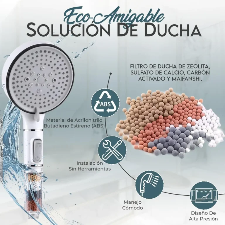 VOYXLIBRE alcachofa de ducha + manguera ducha 1.5M - 5 Modos de chorros Ajustables 1